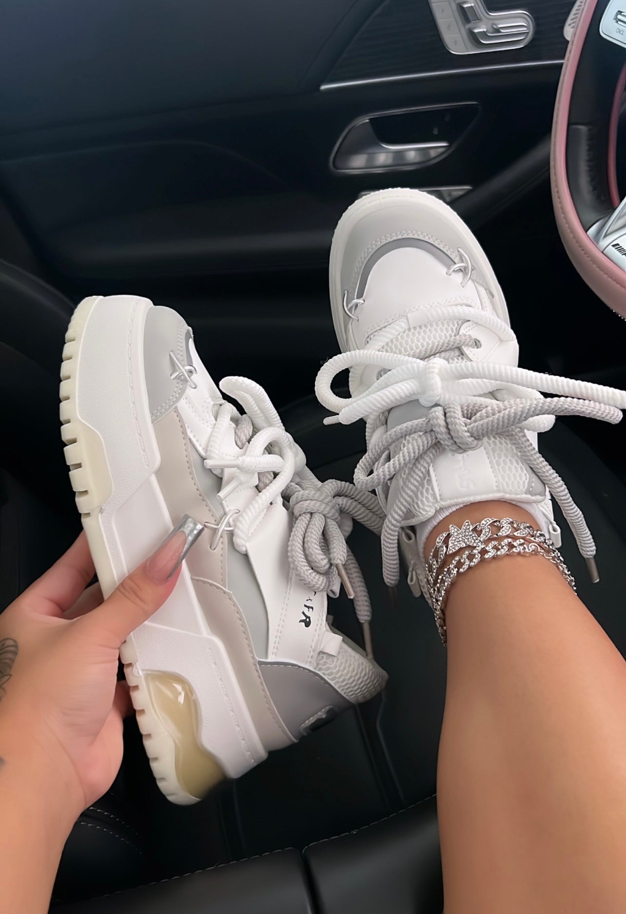 platform double string sneakers