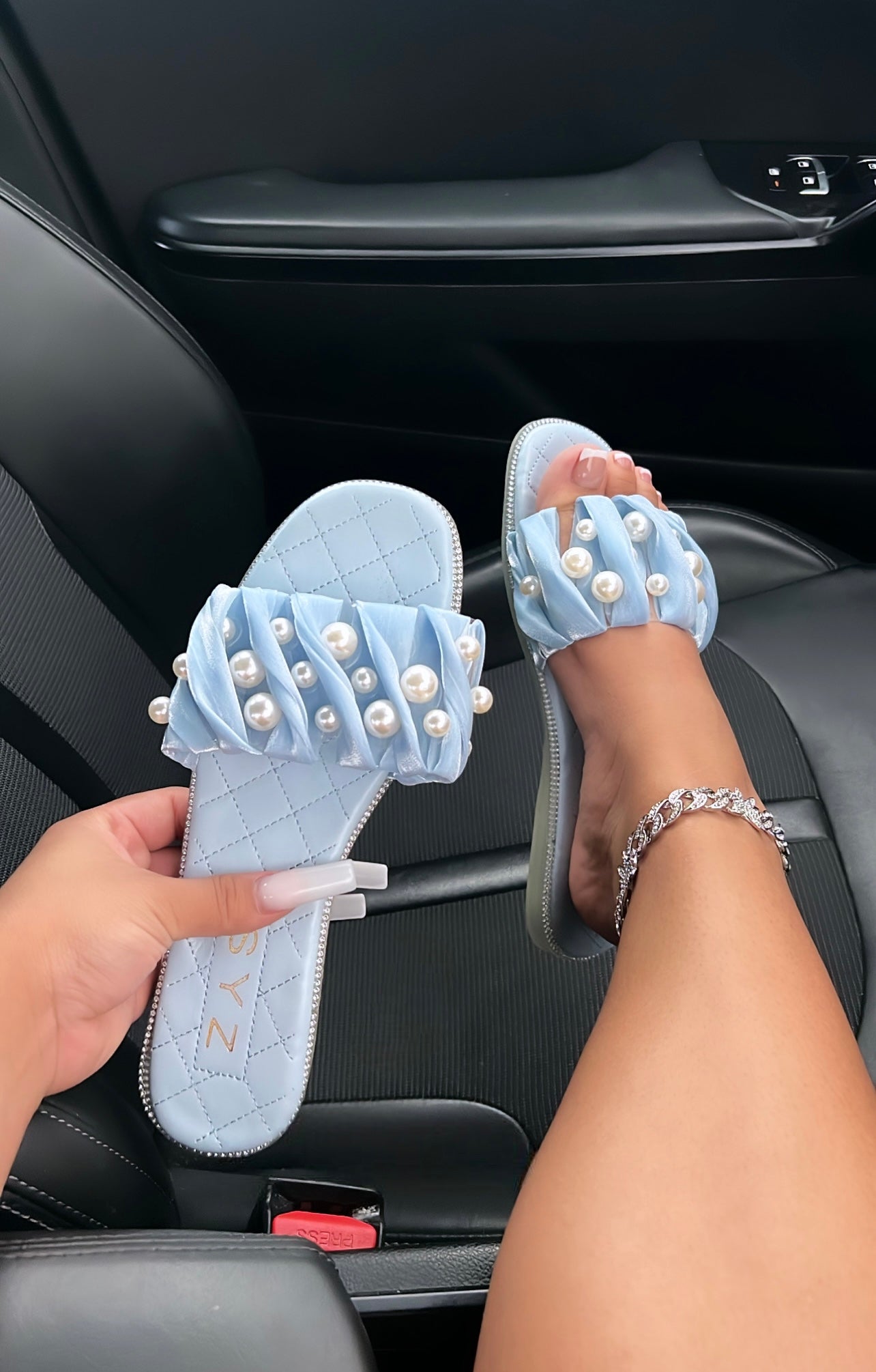pearl runched flats
