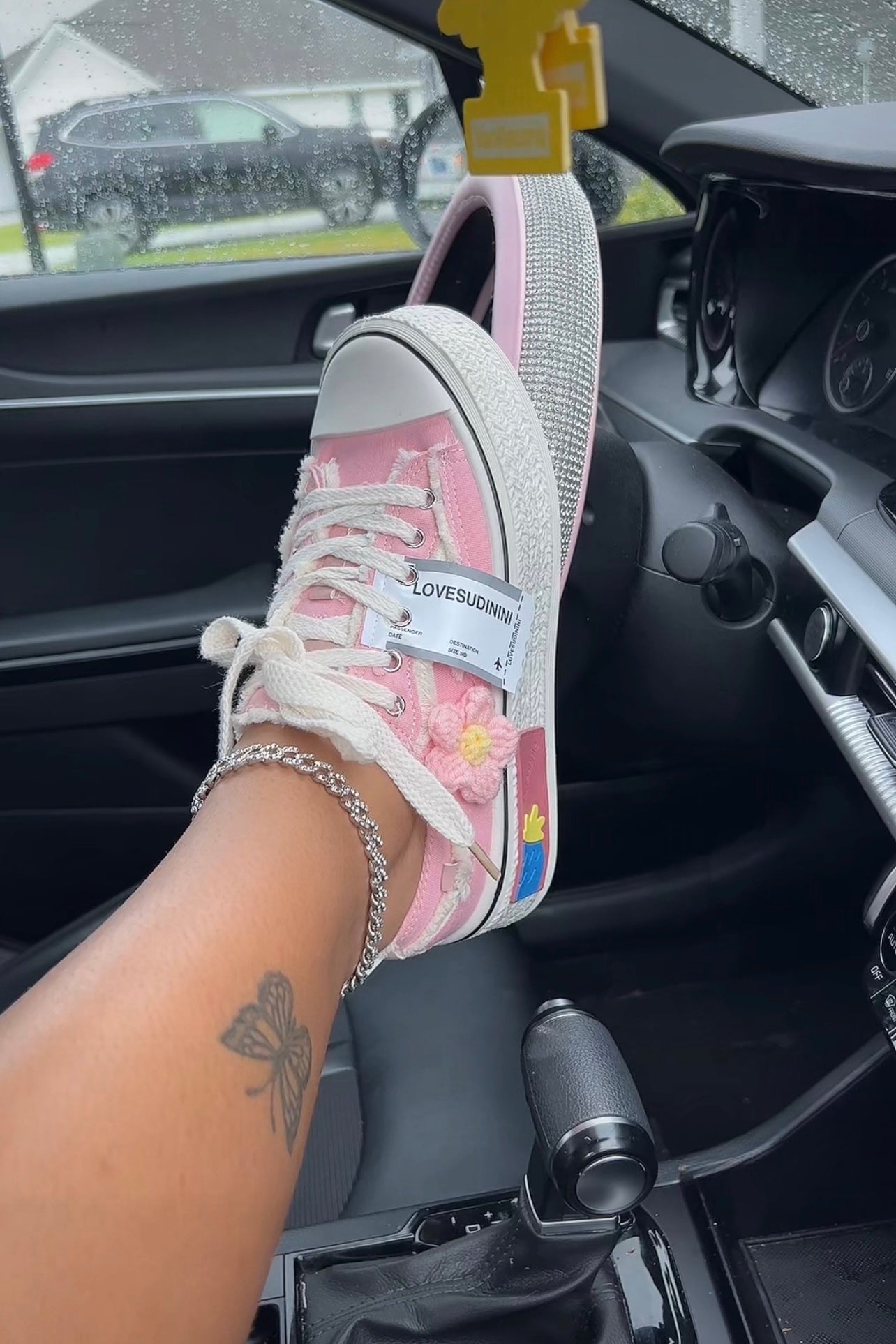 flower stitched sneakers