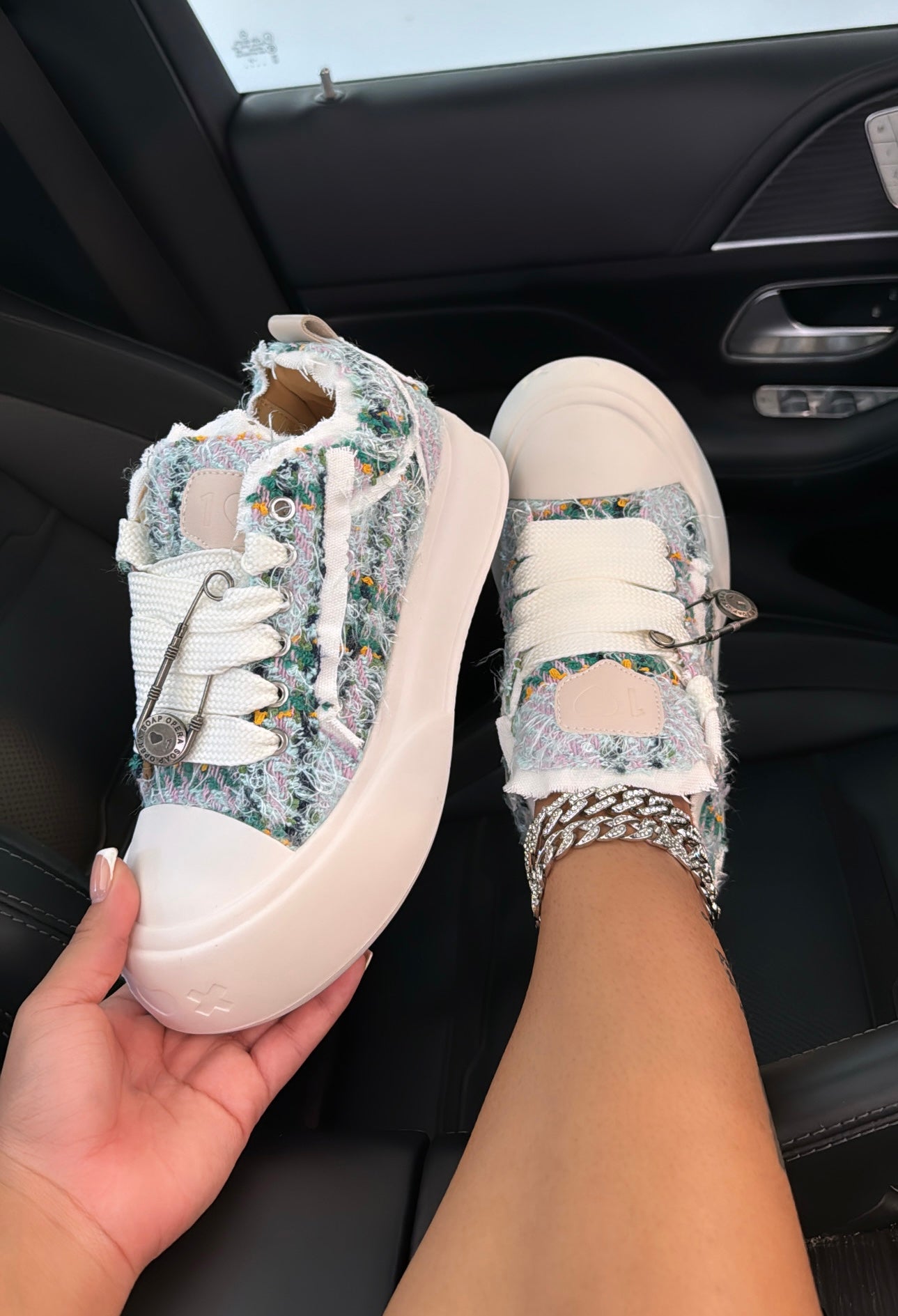 platform ripped sneakers