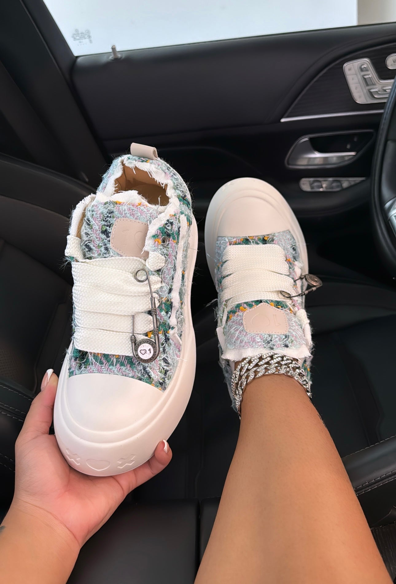 platform ripped sneakers