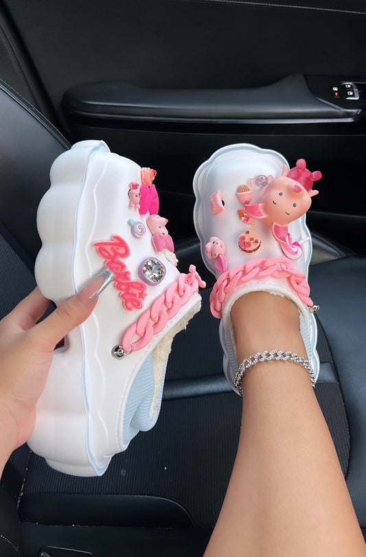 barbie fur clogs