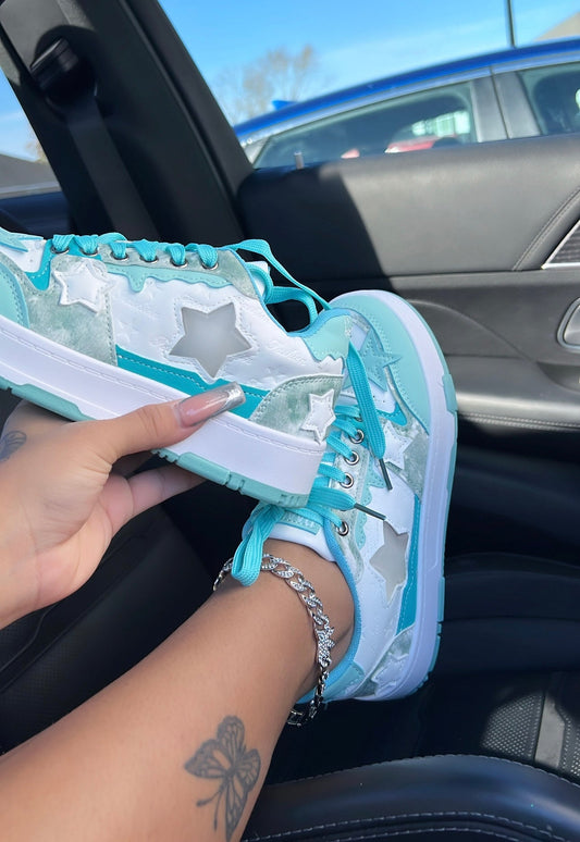 aqua blue star sneakers