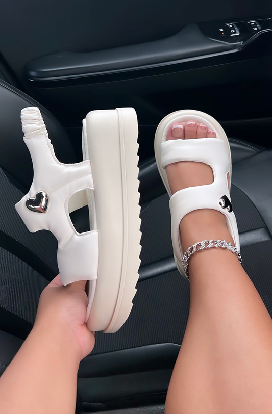 platform heart sandals
