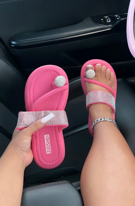 bedazzled platform flip flops