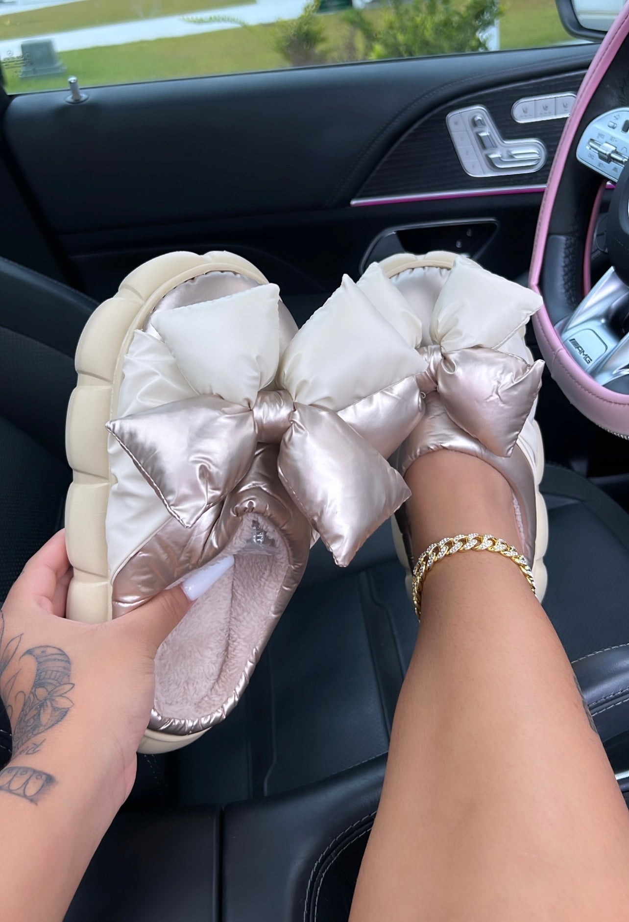 big bow house slippers