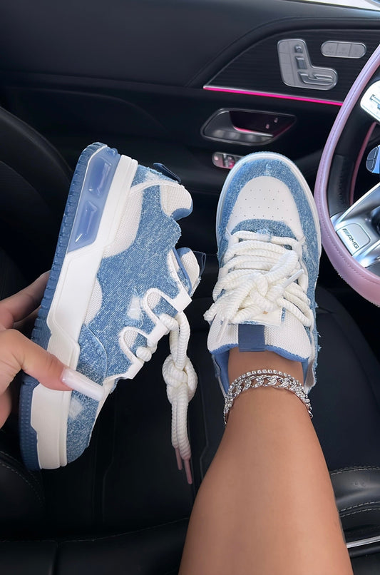 blue platform sneakers