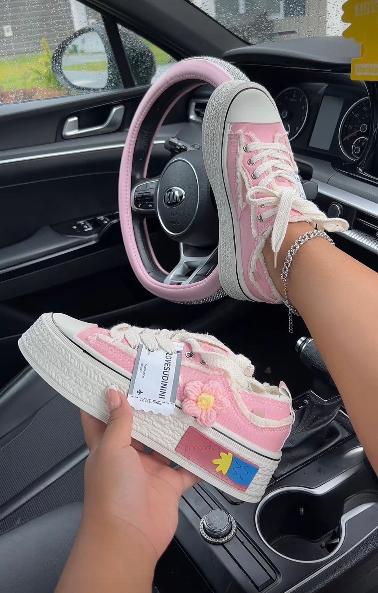 flower stitched sneakers