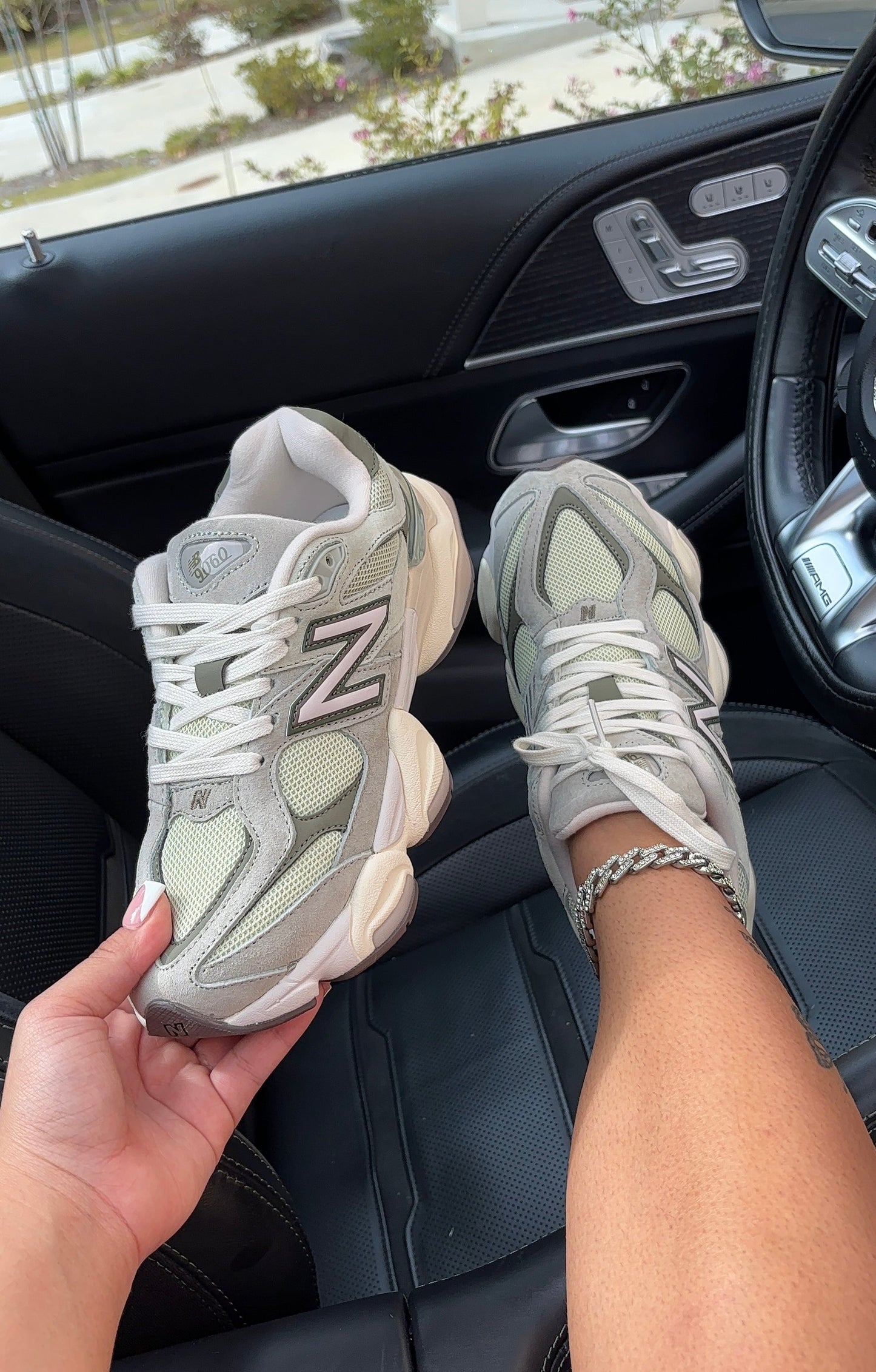 sage green nb sneakers