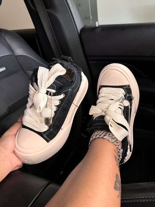 platform ripped sneakers