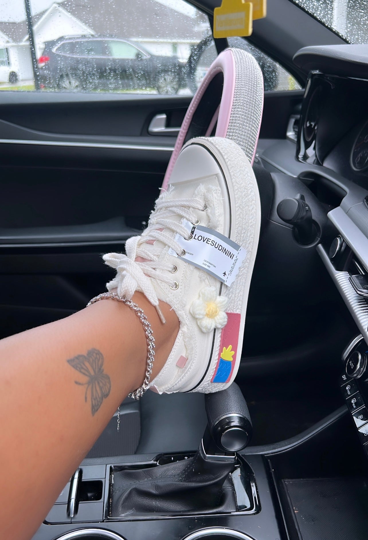 flower stitched sneakers